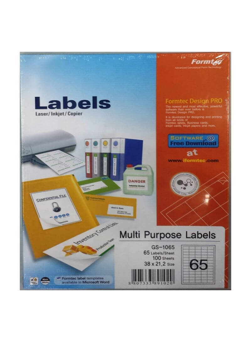 100 Sheets Label Per Sheet Box (65 Labels Per Sheet) Price Intended For Word Label Template 16 Per Sheet A4
