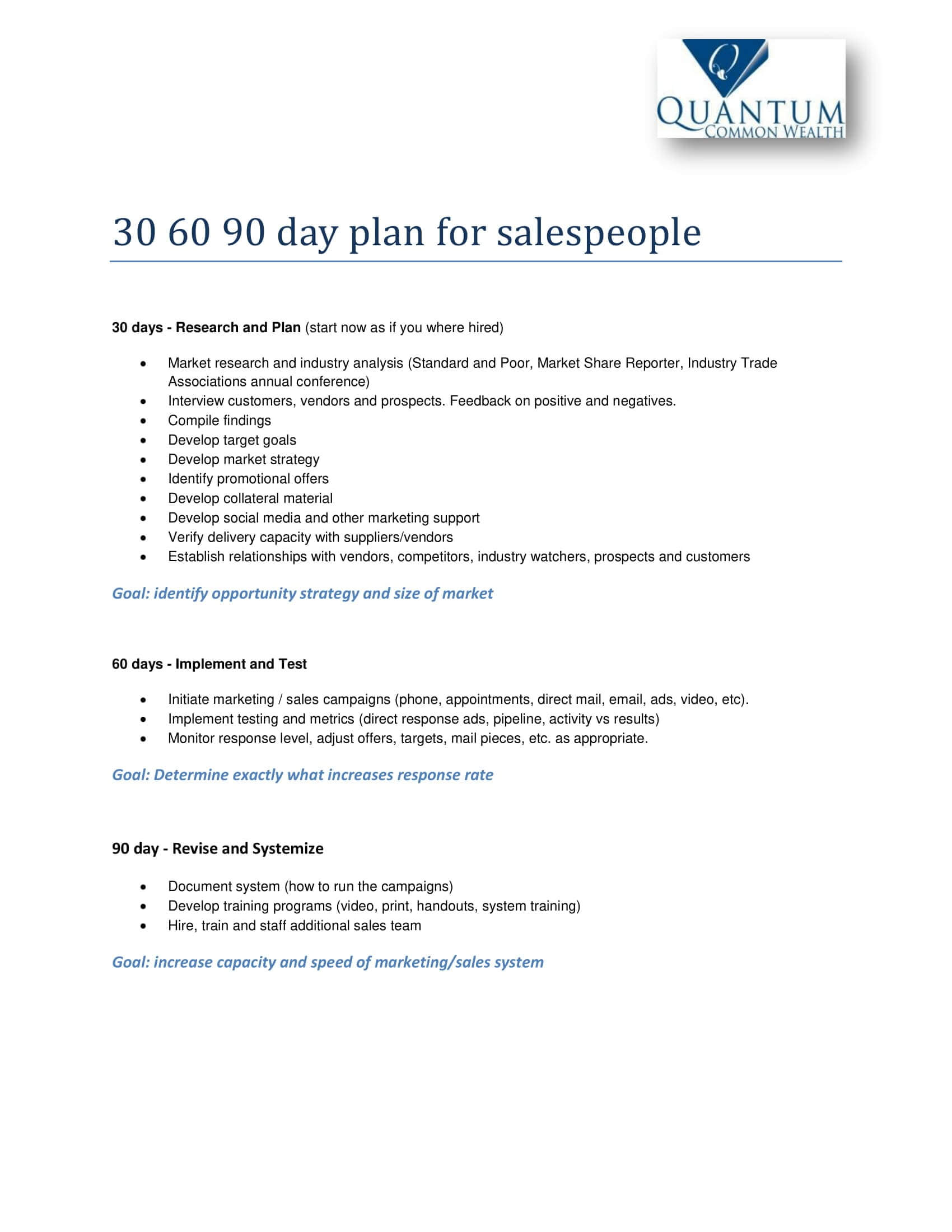 12+ 30 60 90 Day Sales Plan Examples – Pdf, Word | Examples In 30 60 90 Day Plan Template Word