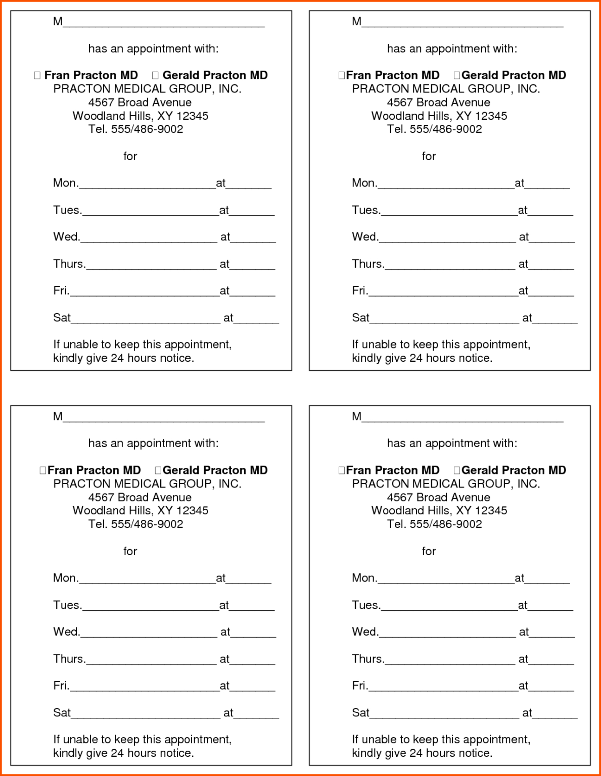 12 Appointment Cards Survey Template Words Throughout Appointment 