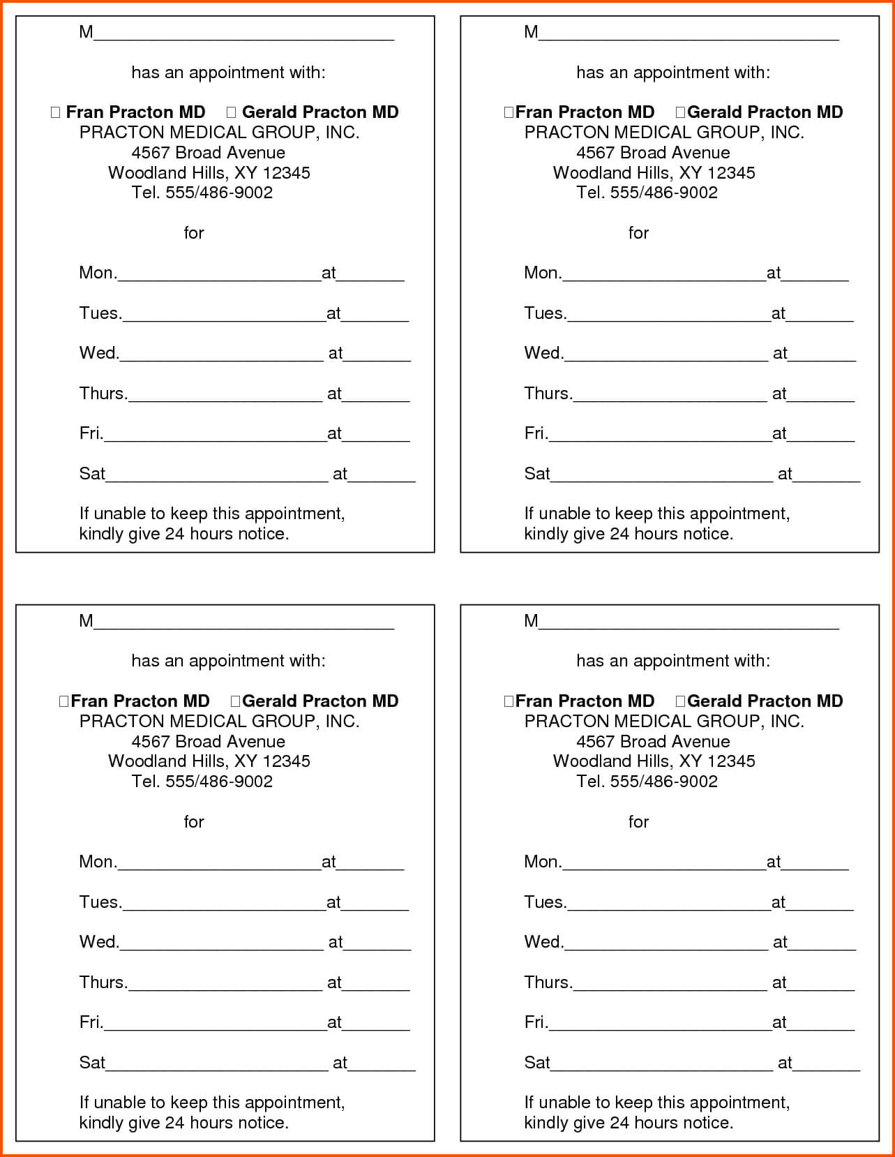 12+ Appointment Cards | Survey Template Words Throughout Appointment Card Template Word