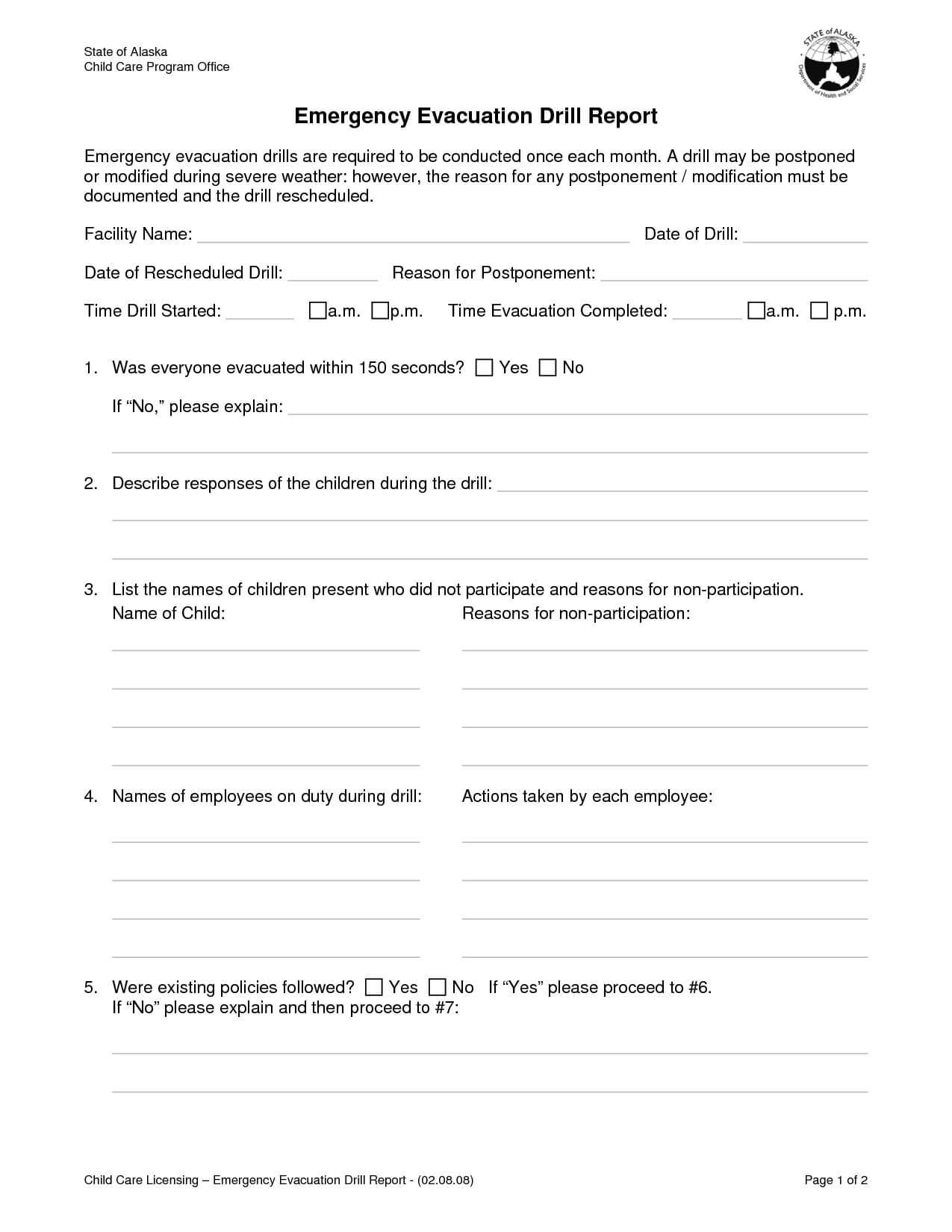 12 Best Photos Of Evacuation Drill Evaluation Form Pertaining To Emergency Drill Report Template