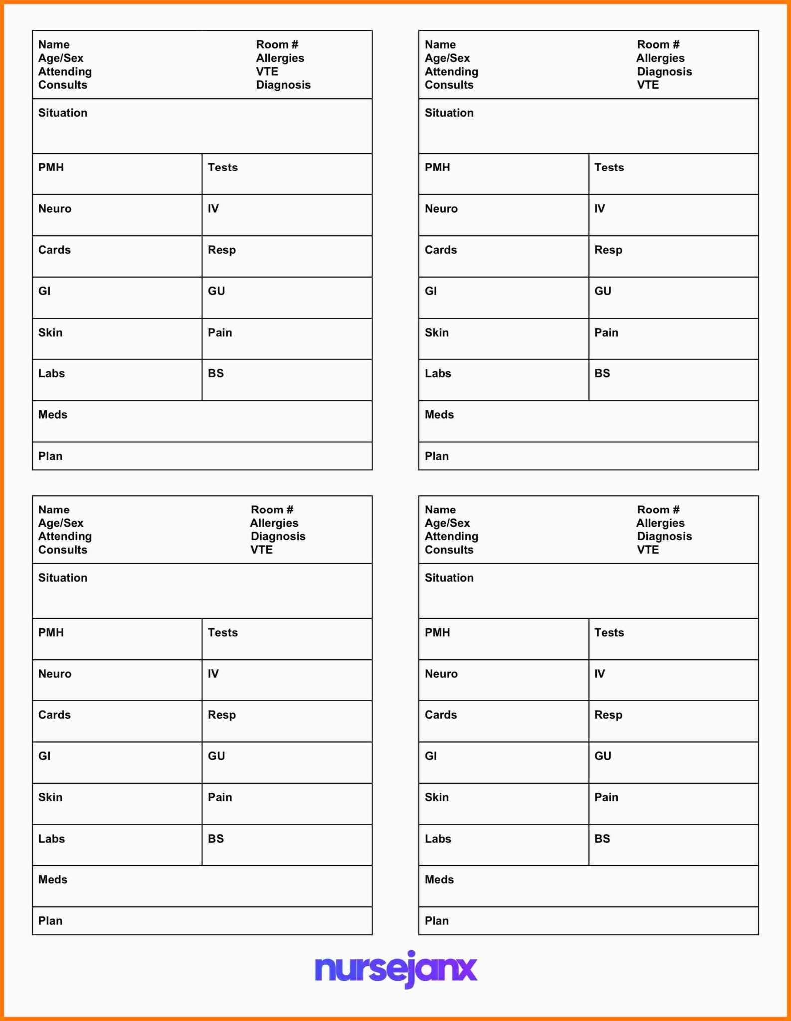 Nursing Handoff Report Template