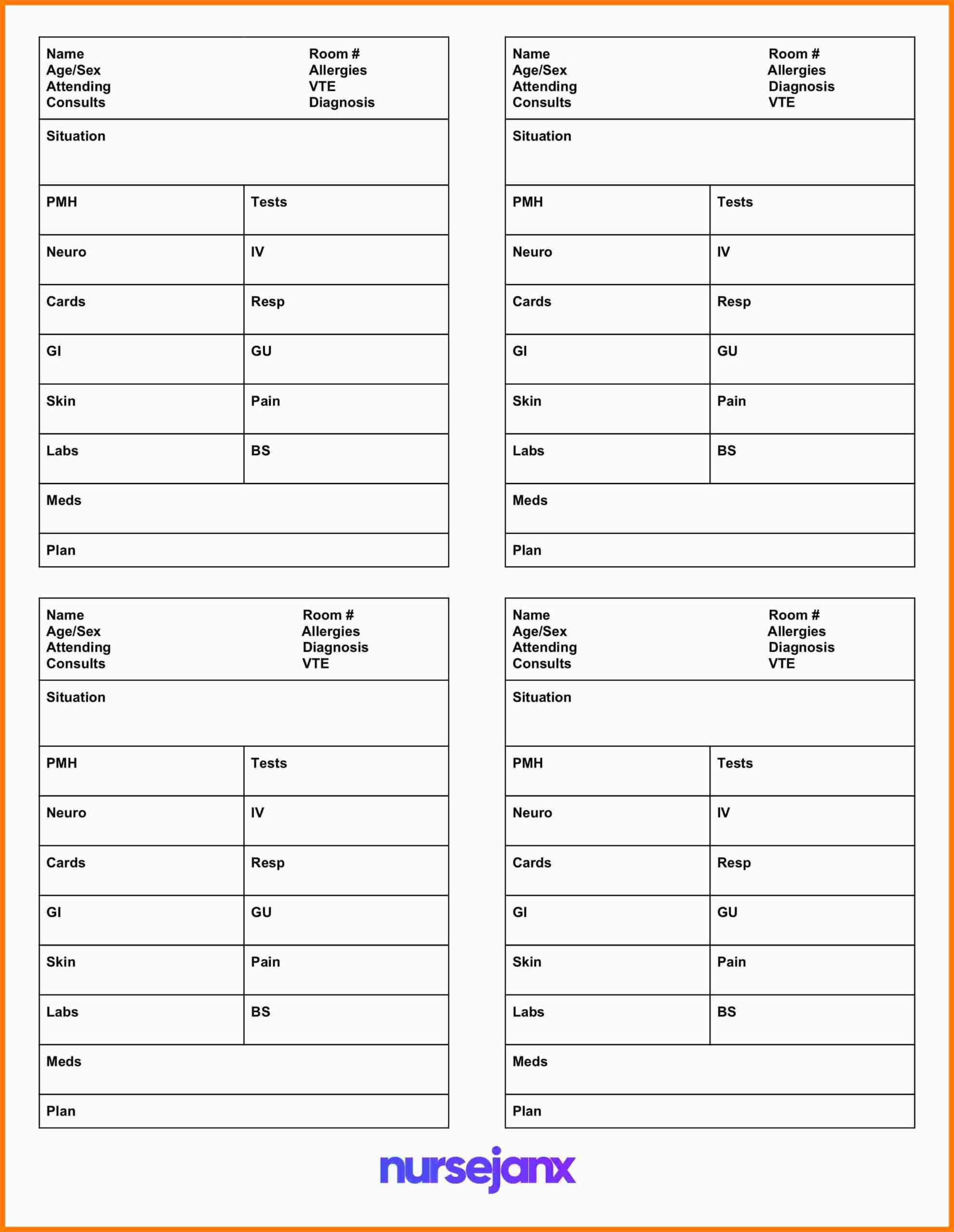 12+ Free Sbar Template | Marlows Jewellers Within Nurse Report Sheet Templates