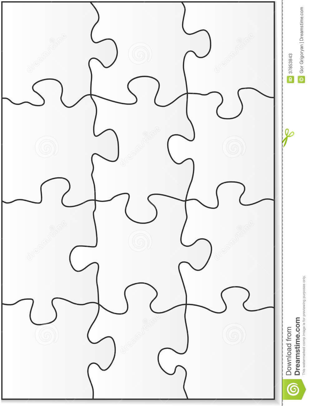 12 Piece Puzzle Template Stock Vector. Illustration Of For Blank Pattern Block Templates