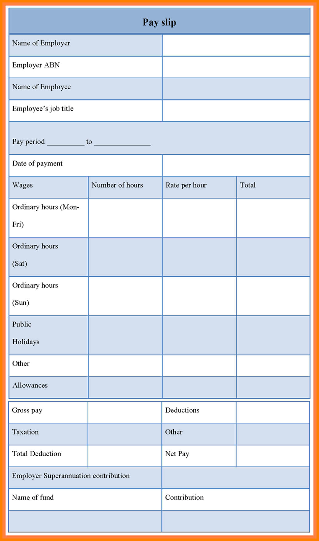 13+ Blank Payslip Template | Sales Slip Template Intended For Blank Payslip Template