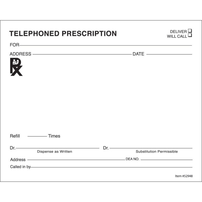 Blank Prescription Pad Template