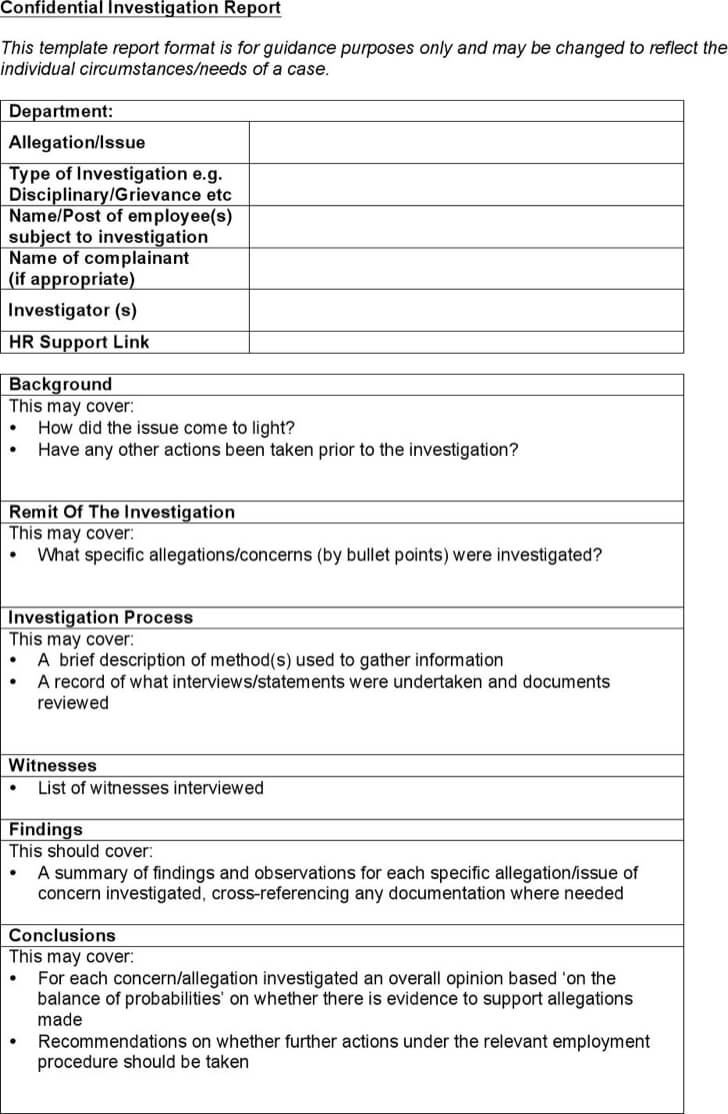15 Images Of Hr Investigation Summary Template | Vanscapital Regarding Hr Investigation Report Template