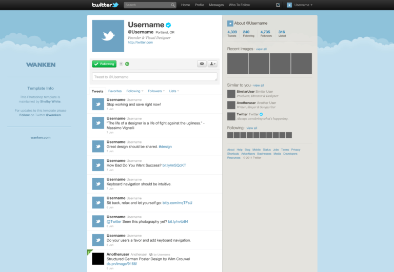 15 Twitter Psd Template Images – Twitter Templates Free With Regard To