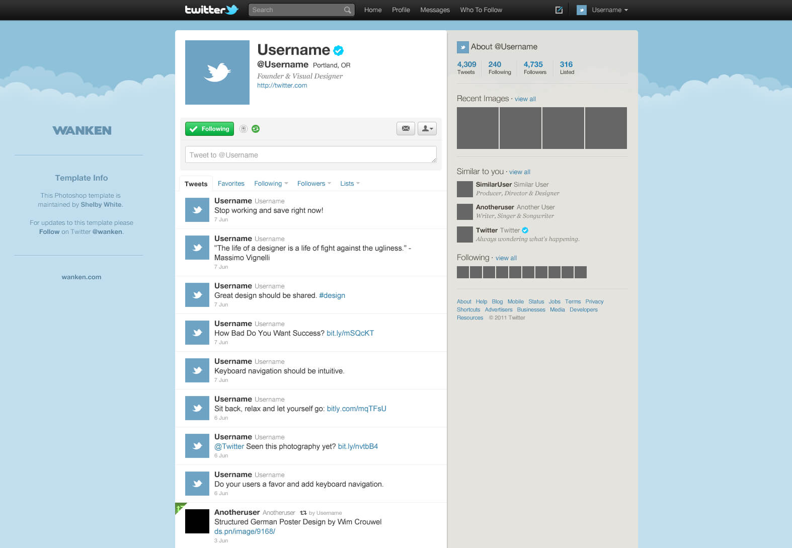 15 Twitter Psd Template Images – Twitter Templates Free With Regard To Blank Twitter Profile Template