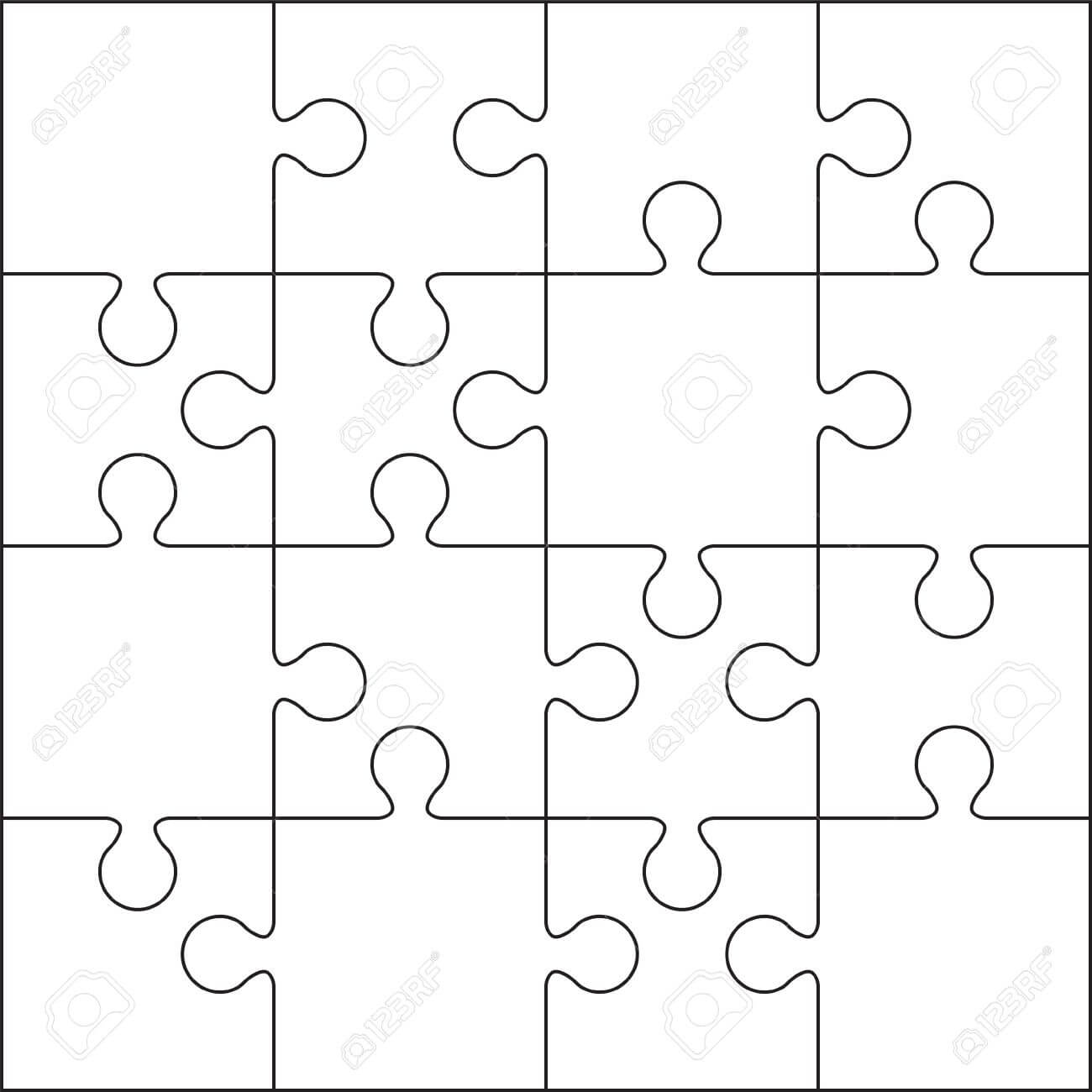 16 Jigsaw Puzzle Blank Template Or Cutting Guidelines With Blank Jigsaw Piece Template