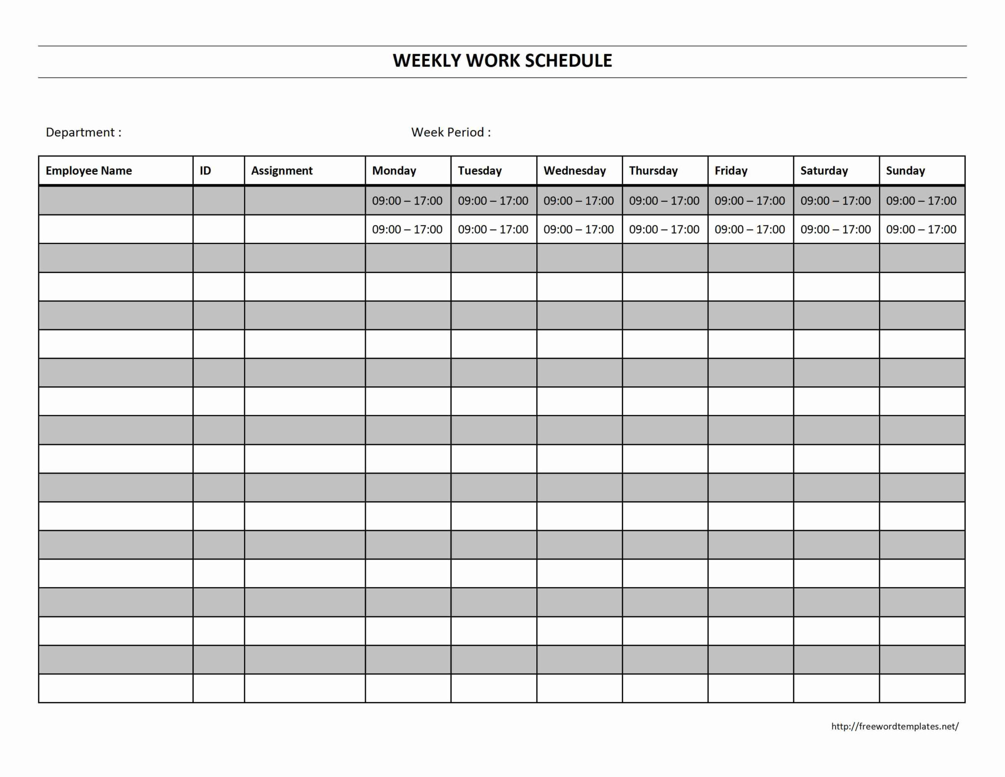 monthly employee schedule template download free