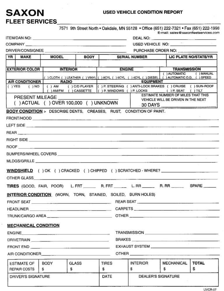 18 Images Of Truck Condition Report Template | Masorler For Truck ...