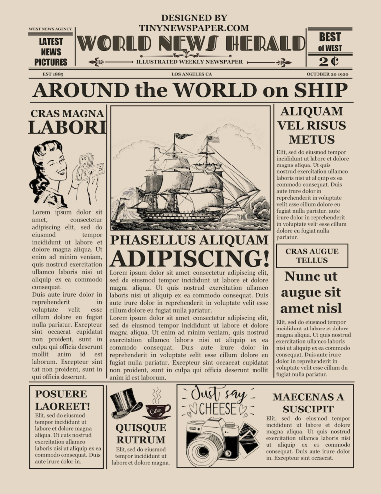 1920's Vintage Newspaper Template Word With Old Newspaper Template Word