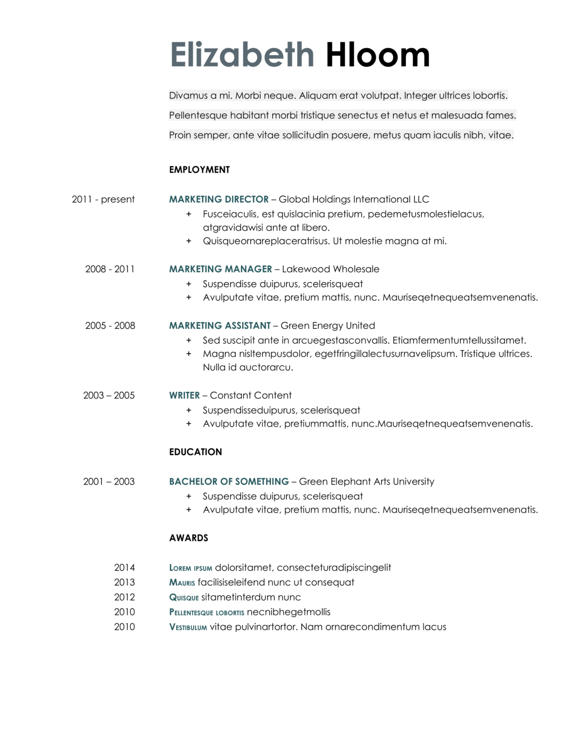 google doc resume templates