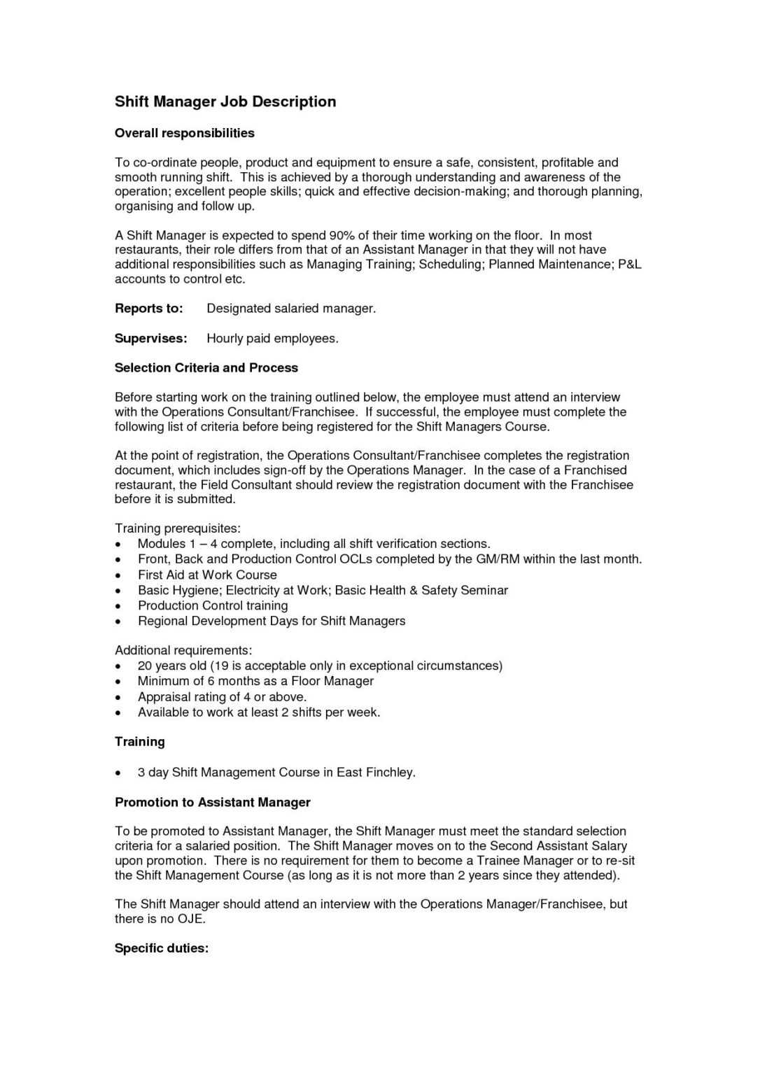 20 Operations Manager Job Description Template Pertaining To Operations 