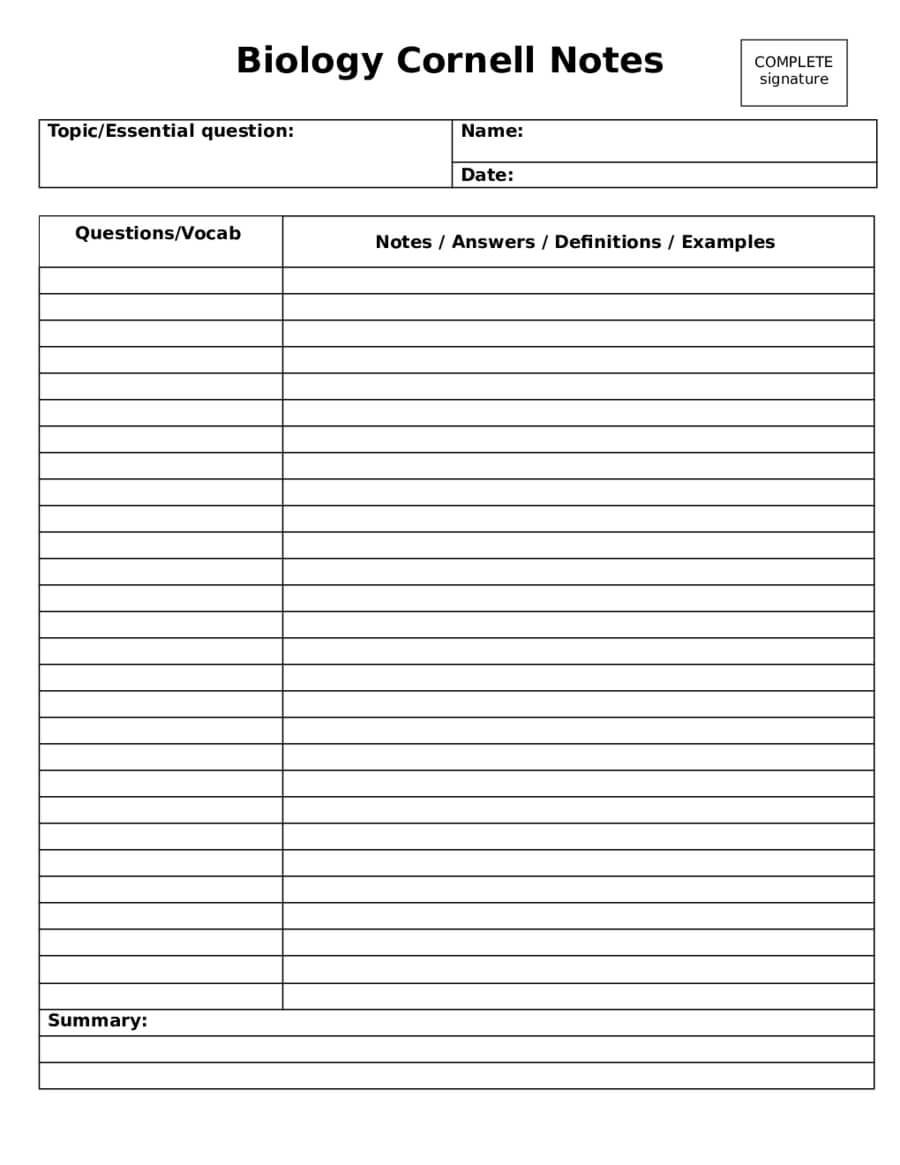 2020 Cornell Notes Template – Fillable, Printable Pdf For Cornell Note Template Word