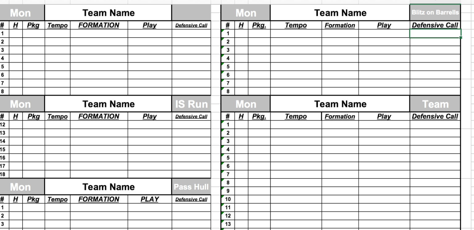 Printable Blank Football Depth Chart Pdf