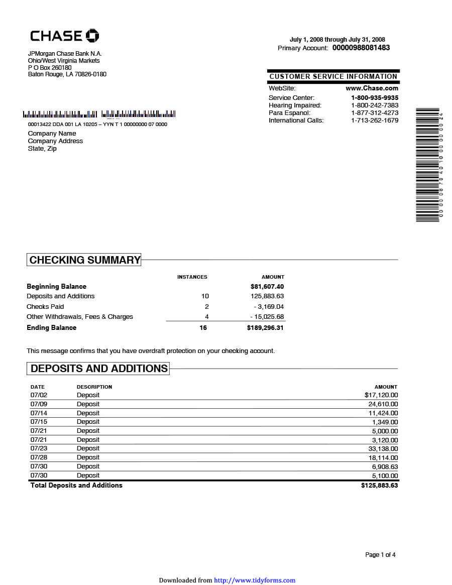 23 Editable Bank Statement Templates [Free] ᐅ Template Lab Inside Blank Bank Statement Template Download