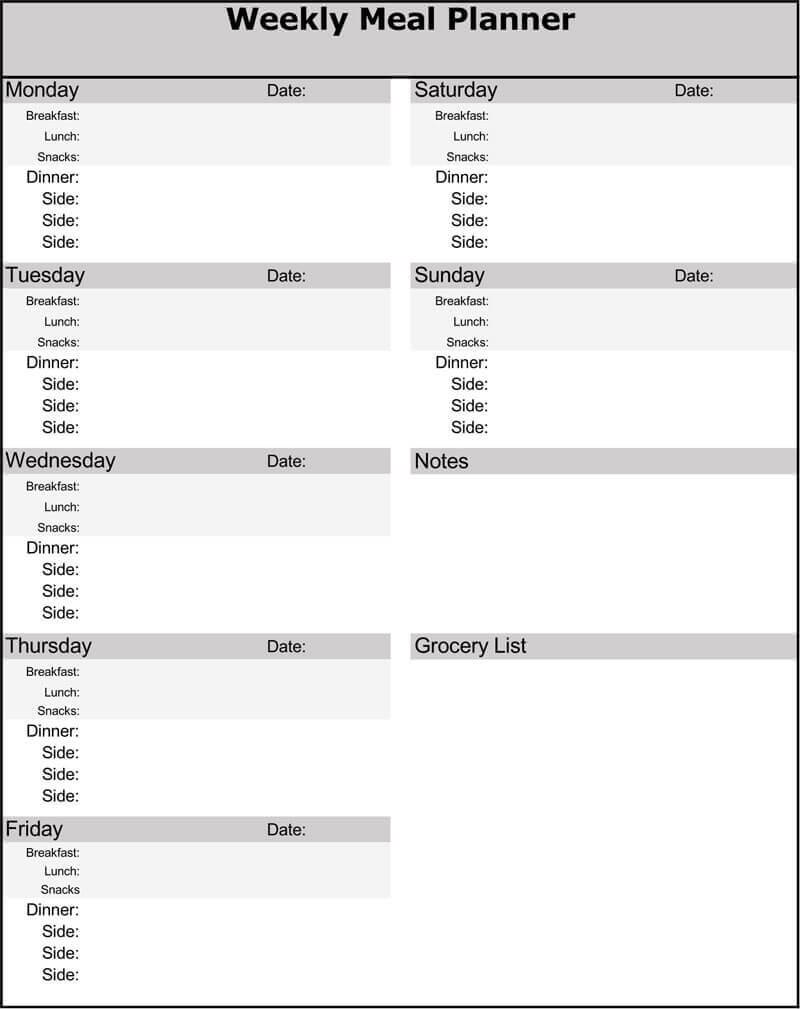 25+ Free Weekly/daily Meal Plan Templates (For Excel And Word) Within Menu Planning Template Word