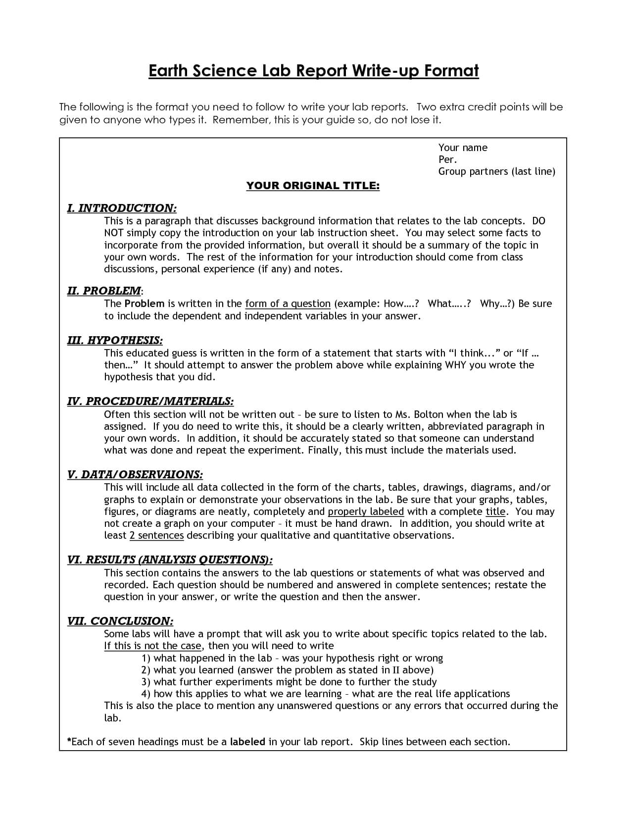 Science Experiment Report Template