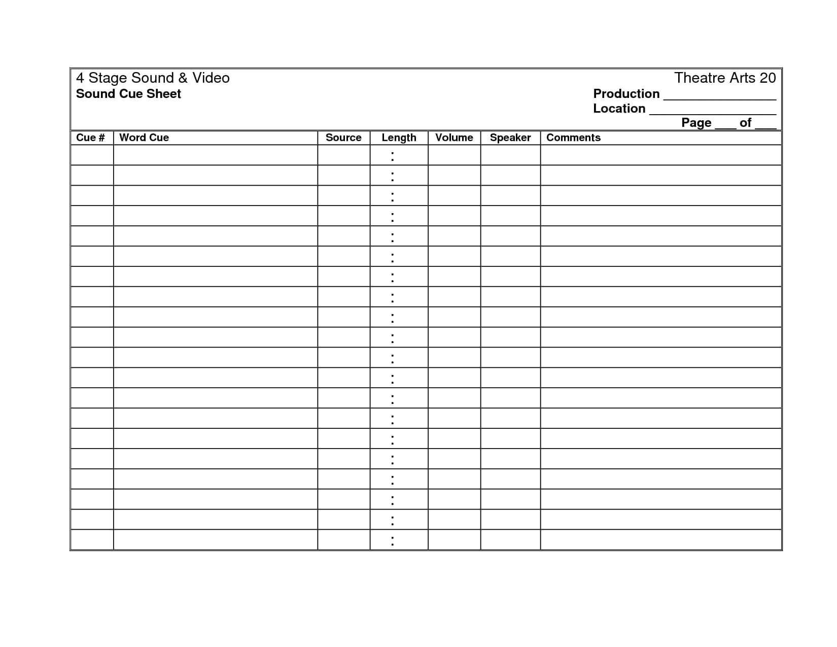 27 Images Of Cooks Production Sheet Template | Masorler Throughout Sound Report Template