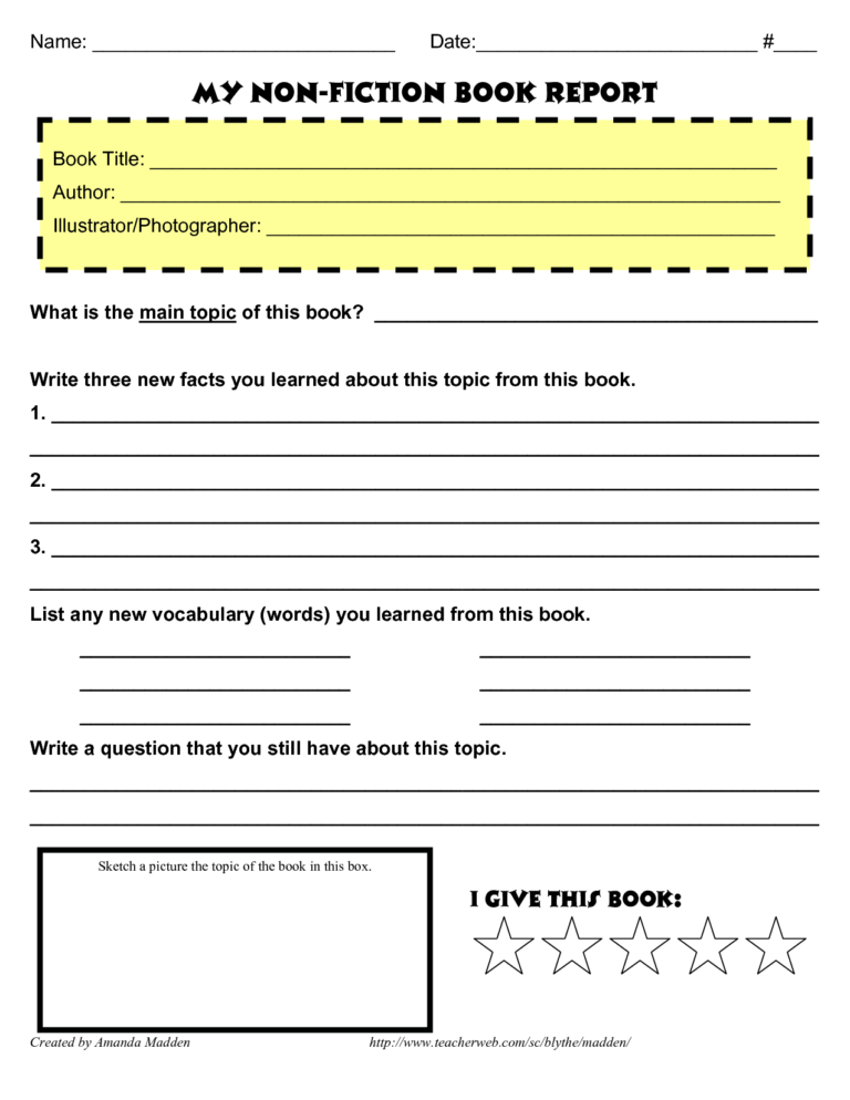Book report worksheet pdf image