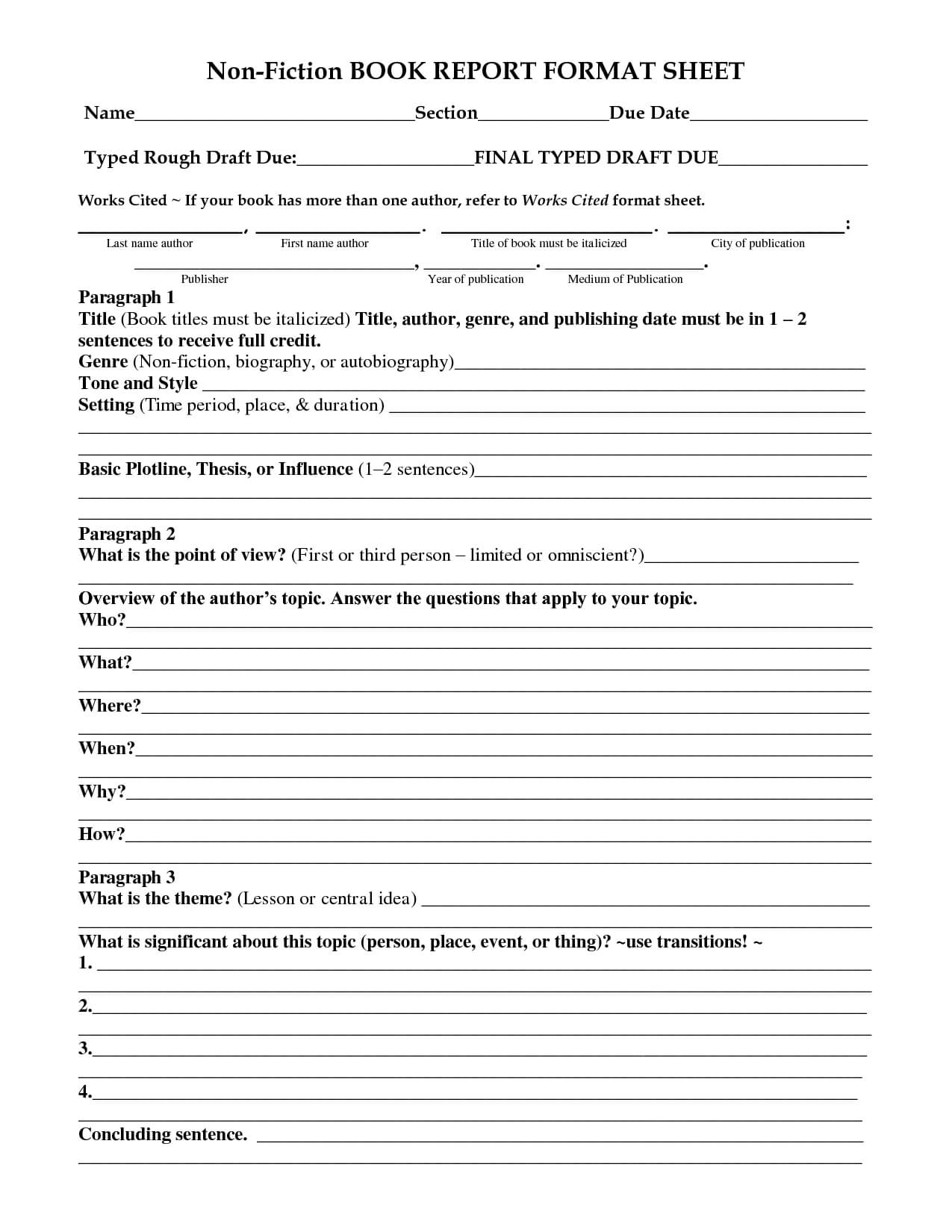 28 Images Of 5Th Grade Non Fiction Book Report Template Regarding Book Report Template 4Th Grade