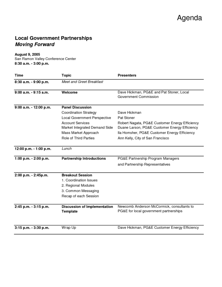 Agenda Template Word 2010