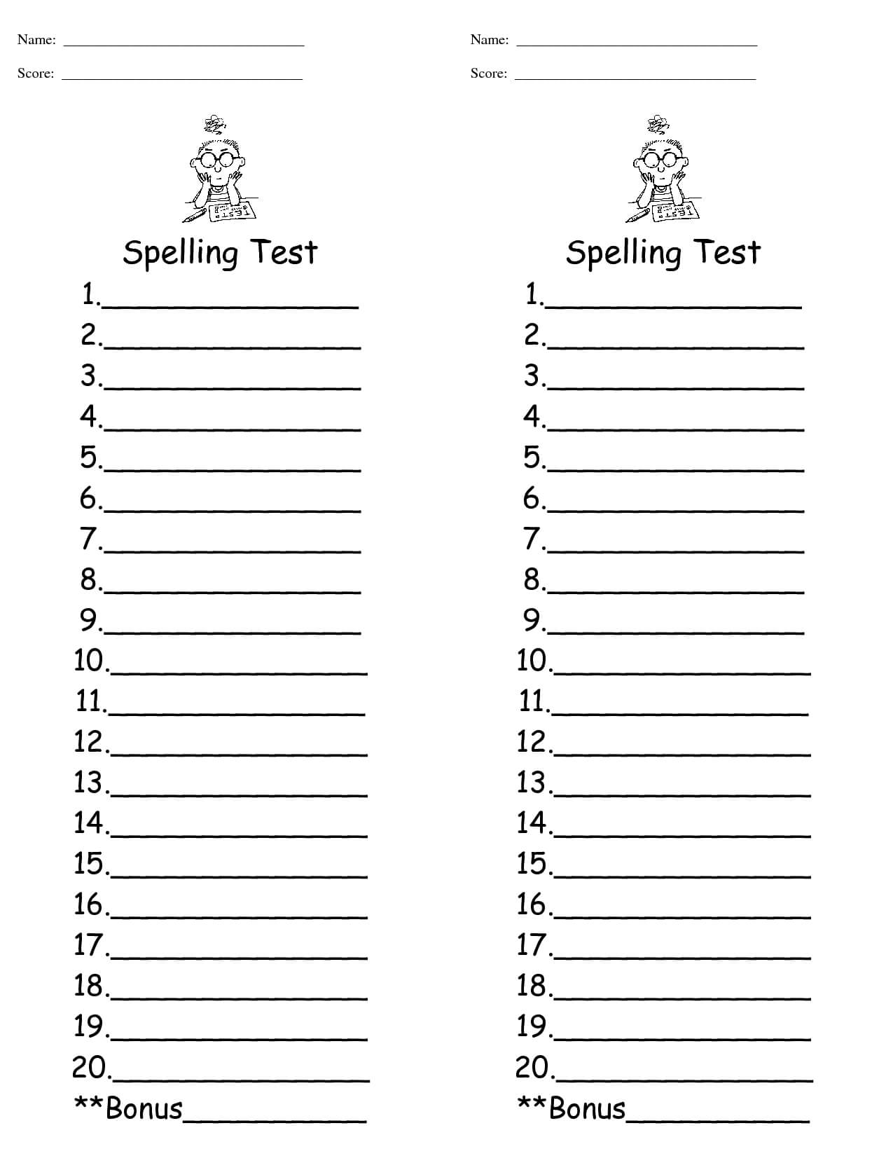 29 Images Of Spelling Words Test Template 9 Jackmonster In Test 