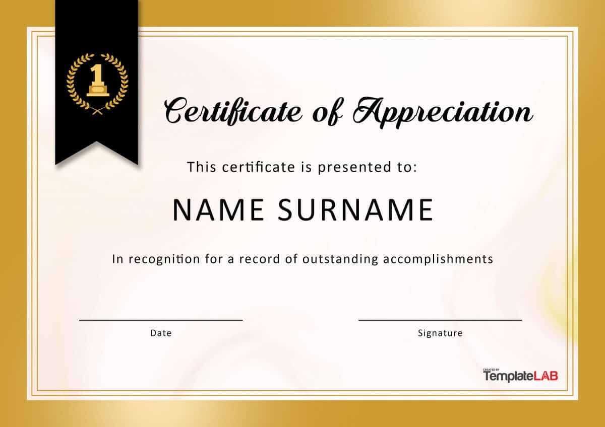 30 Free Certificate Of Appreciation Templates And Letters With Regard To Professional Certificate Templates For Word
