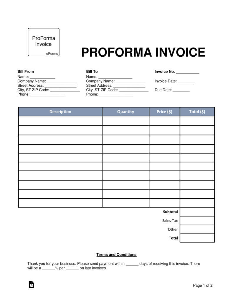 30 Pro Forma Invoice Example | Andaluzseattle Template Example Throughout Free Proforma Invoice Template Word