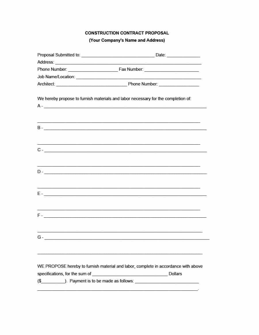 31 Construction Proposal Template & Construction Bid Forms Throughout Free Construction Proposal Template Word
