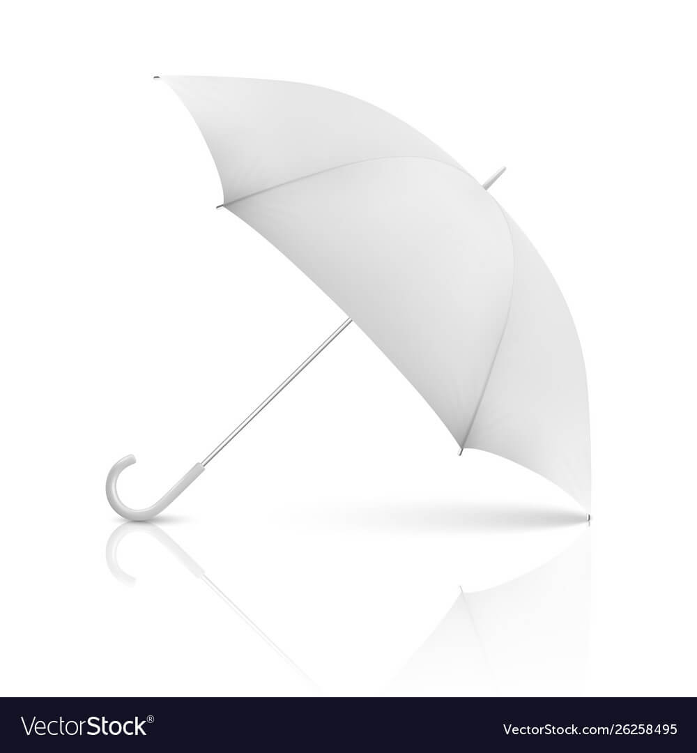 3D Realistic Render White Blank Umbrella With Blank Umbrella Template