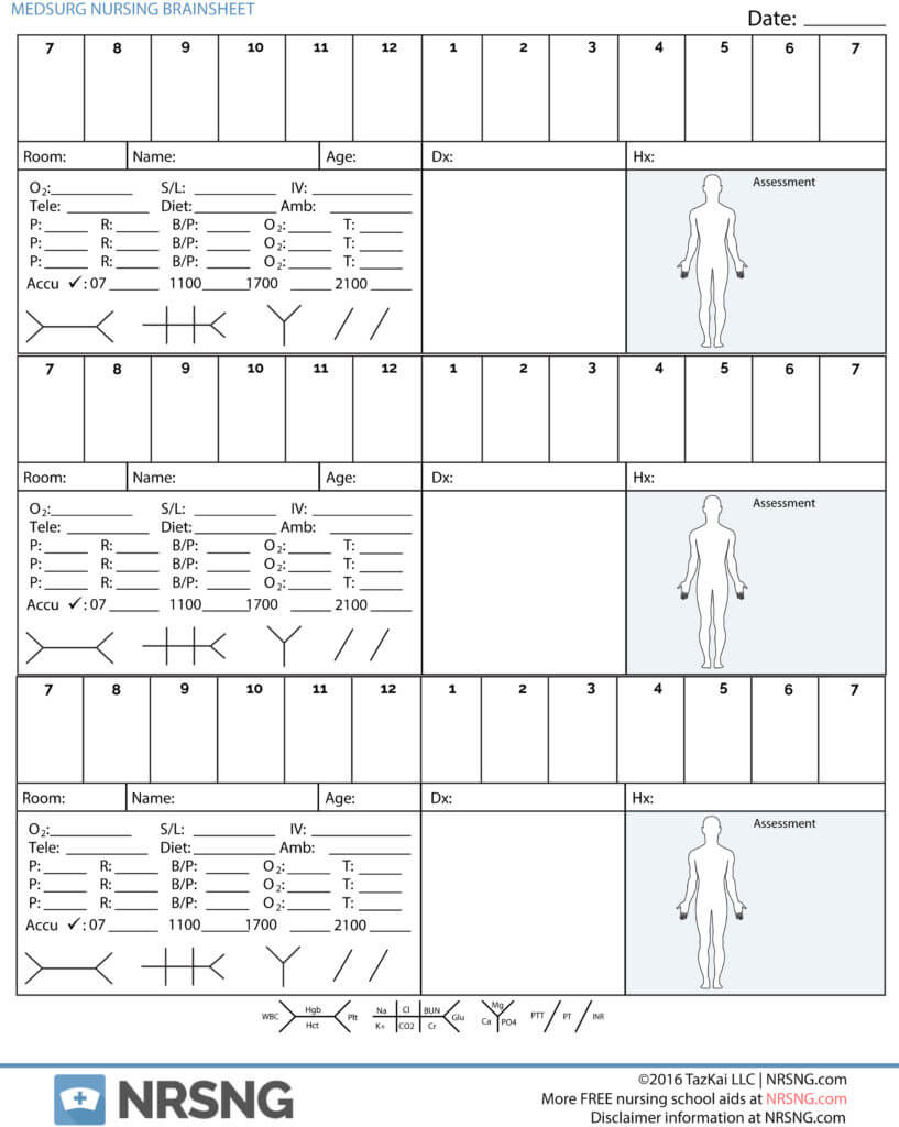 4 Patient Nursing Report Sheet (25 Sheet Pack) | Nrsng With Regard To Med Surg Report Sheet Templates