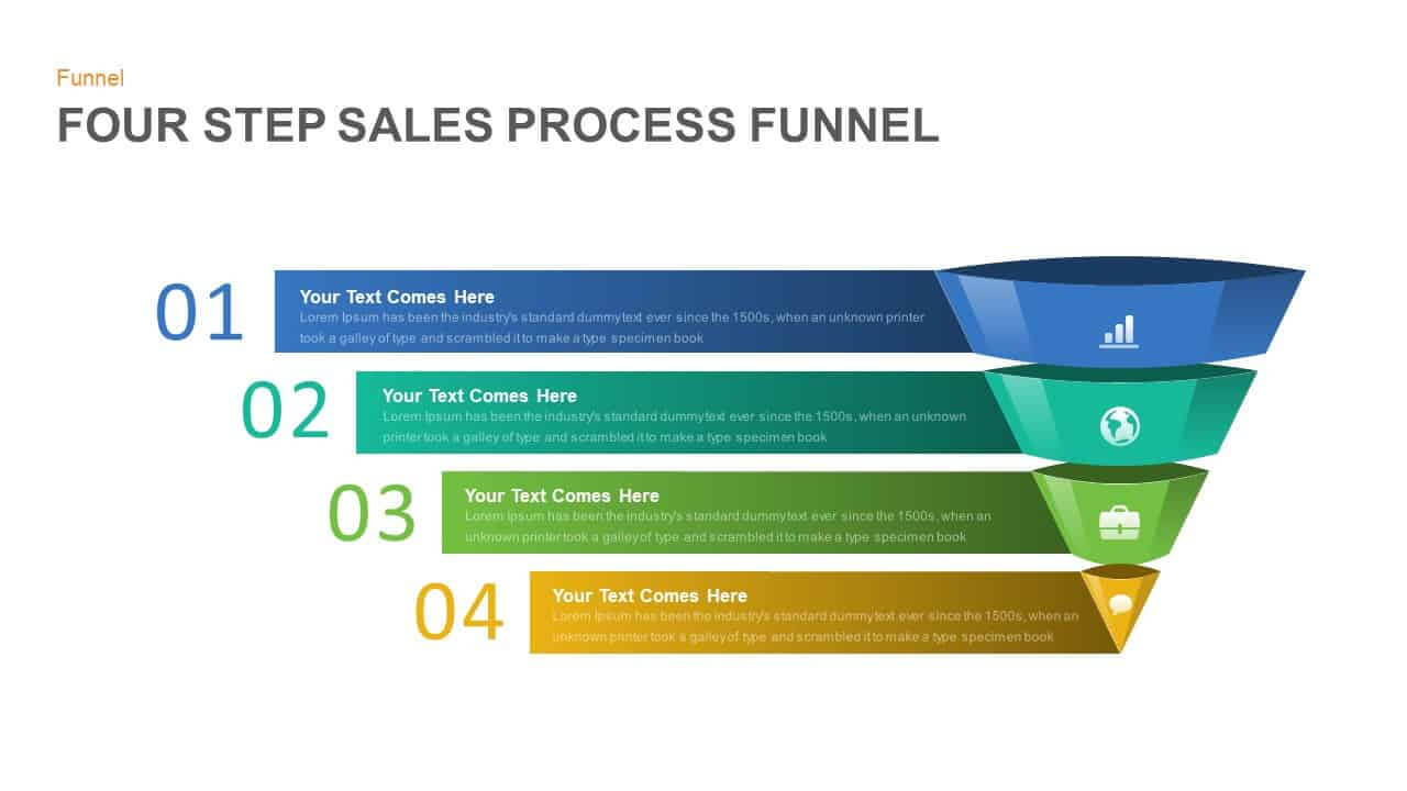 4 Step Sales Funnel Powerpoint Template And Keynote Slide throughout