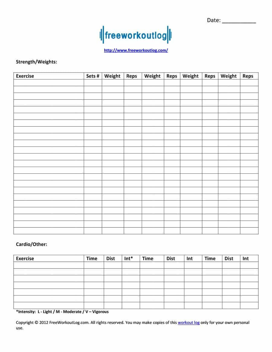 40+ Effective Workout Log & Calendar Templates ᐅ Template Lab Inside Blank Workout Schedule Template