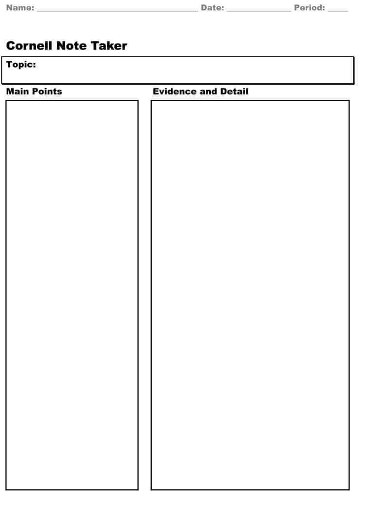 40 Free Cornell Note Templates (With Cornell Note Taking Throughout Cornell Note Template Word