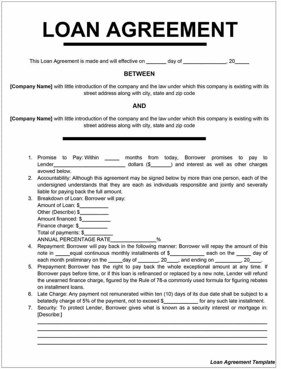 40+ Free Loan Agreement Templates [Word & Pdf] ᐅ Template Lab Throughout Blank Loan Agreement Template