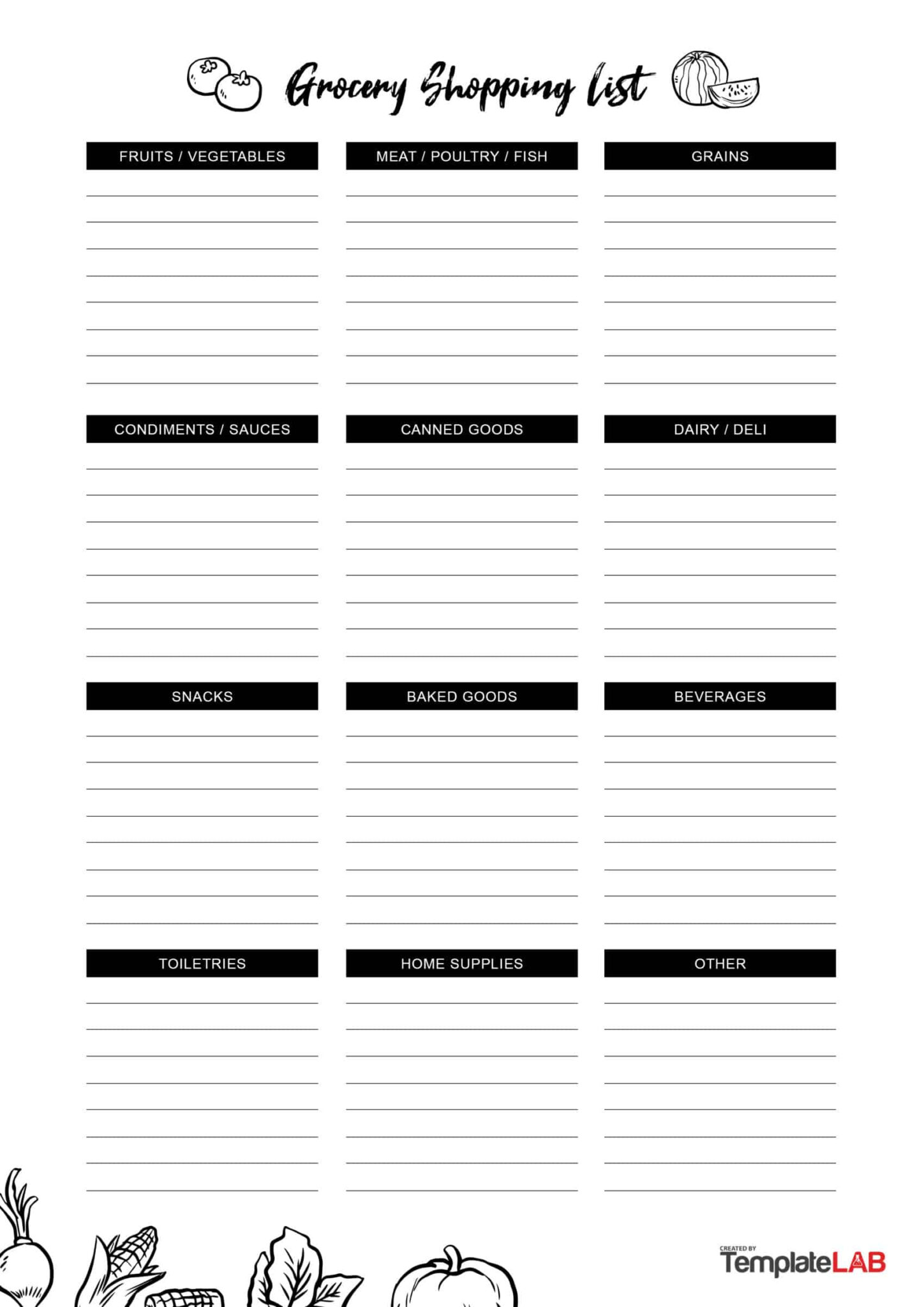 Free Printable Blank Grocery Shopping List