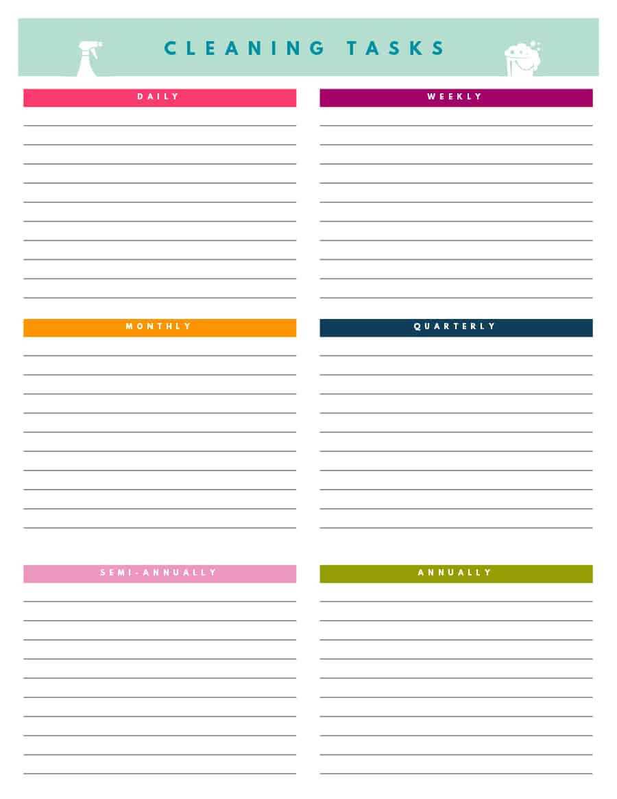 40 Printable House Cleaning Checklist Templates ᐅ Template Lab In Blank Cleaning Schedule Template