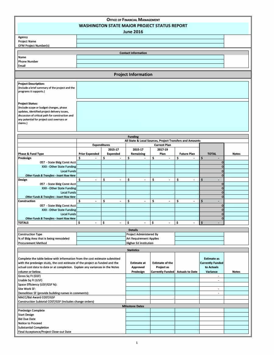 40+ Project Status Report Templates [Word, Excel, Ppt] ᐅ Inside One Page Project Status Report Template