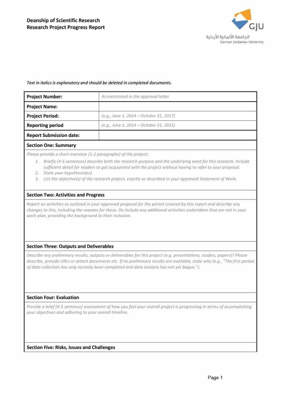 40+ Project Status Report Templates [Word, Excel, Ppt] ᐅ With Regard To Research Project Report Template