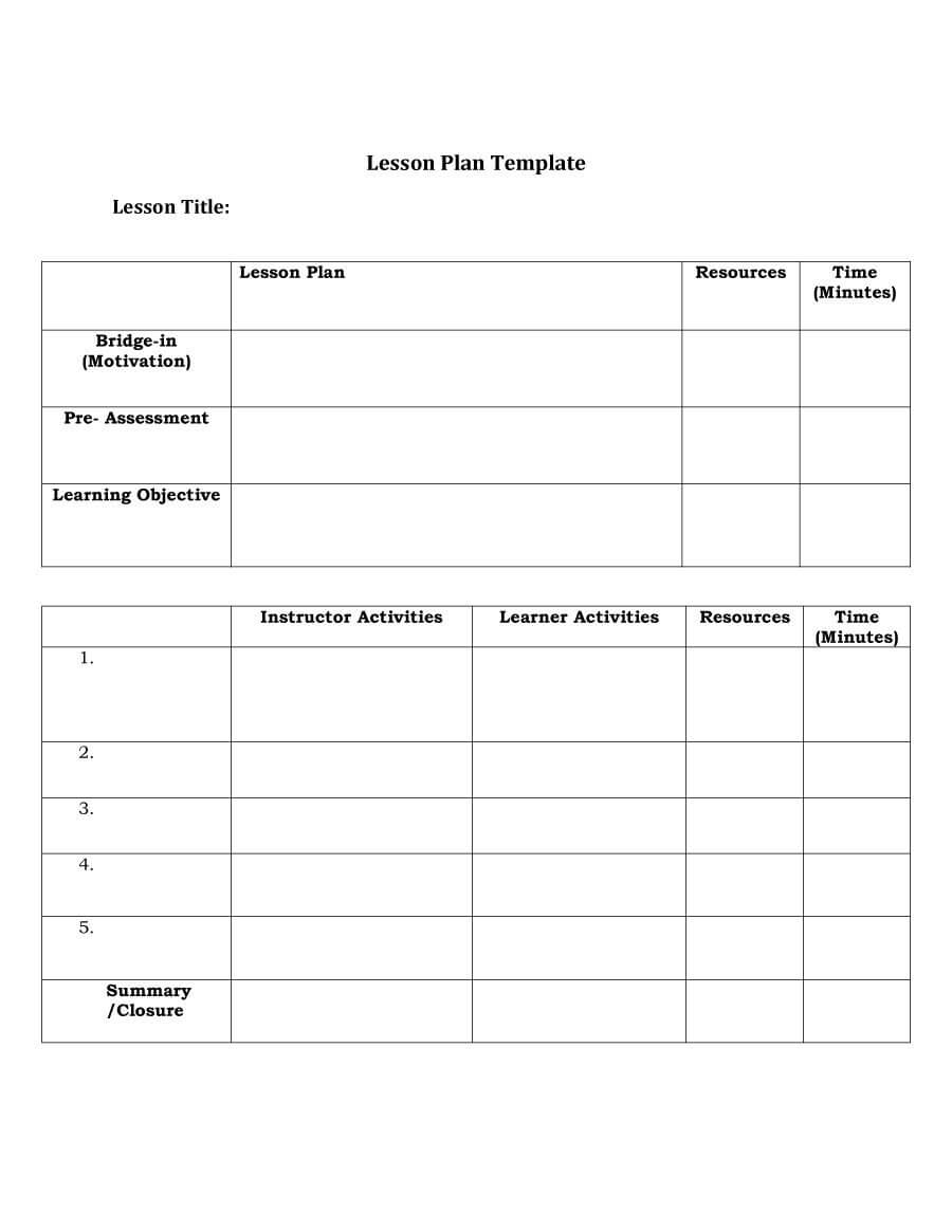 44 Free Lesson Plan Templates [Common Core, Preschool, Weekly] With Blank Preschool Lesson Plan Template