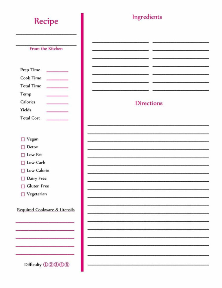 Perfect Cookbook Templates Recipe Book Recipe Cards For Blank Table Of Contents Template