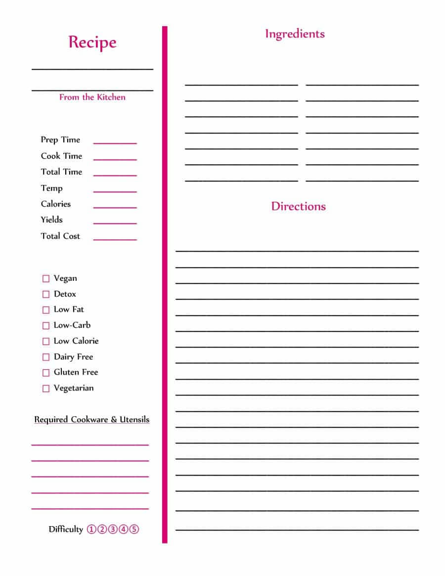 44 Perfect Cookbook Templates [+Recipe Book & Recipe Cards] For Blank Table Of Contents Template Pdf
