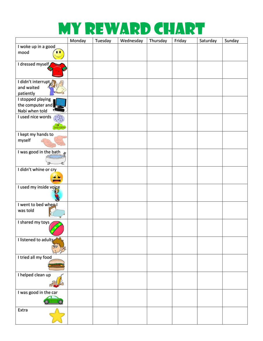 44 Printable Reward Charts For Kids (Pdf, Excel & Word) For Blank