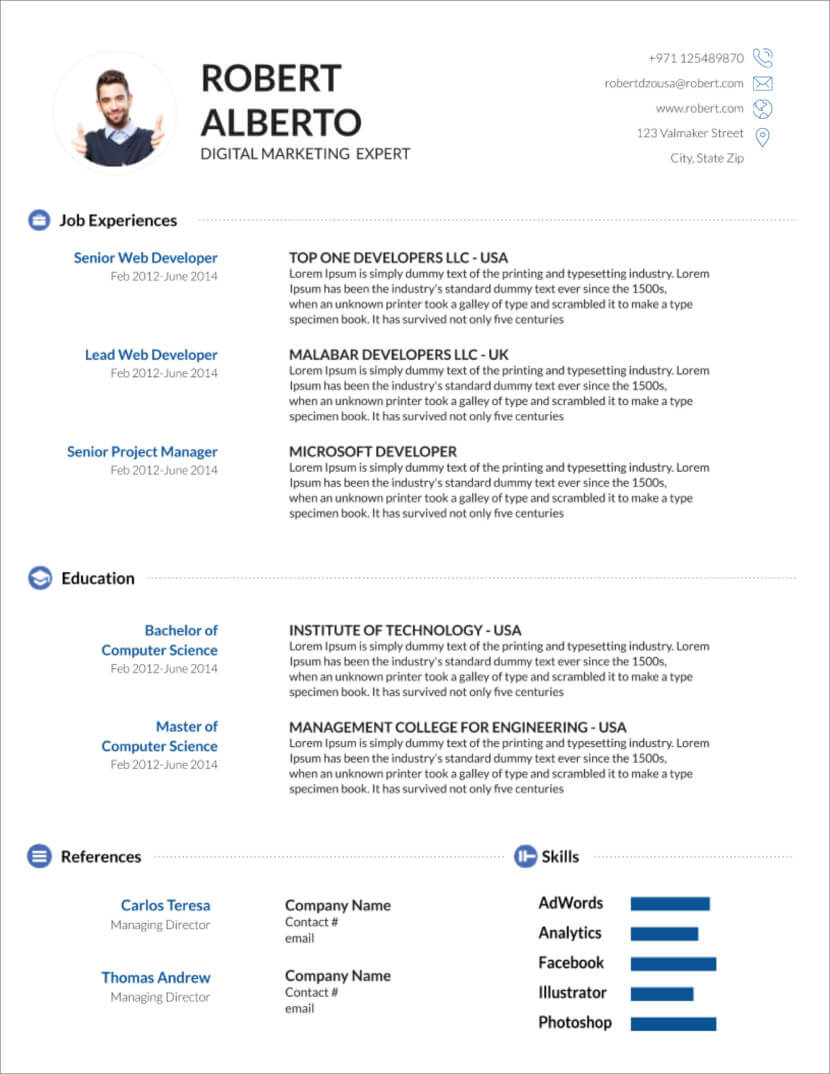 45 Free Modern Resume / Cv Templates – Minimalist, Simple In How To Get A Resume Template On Word