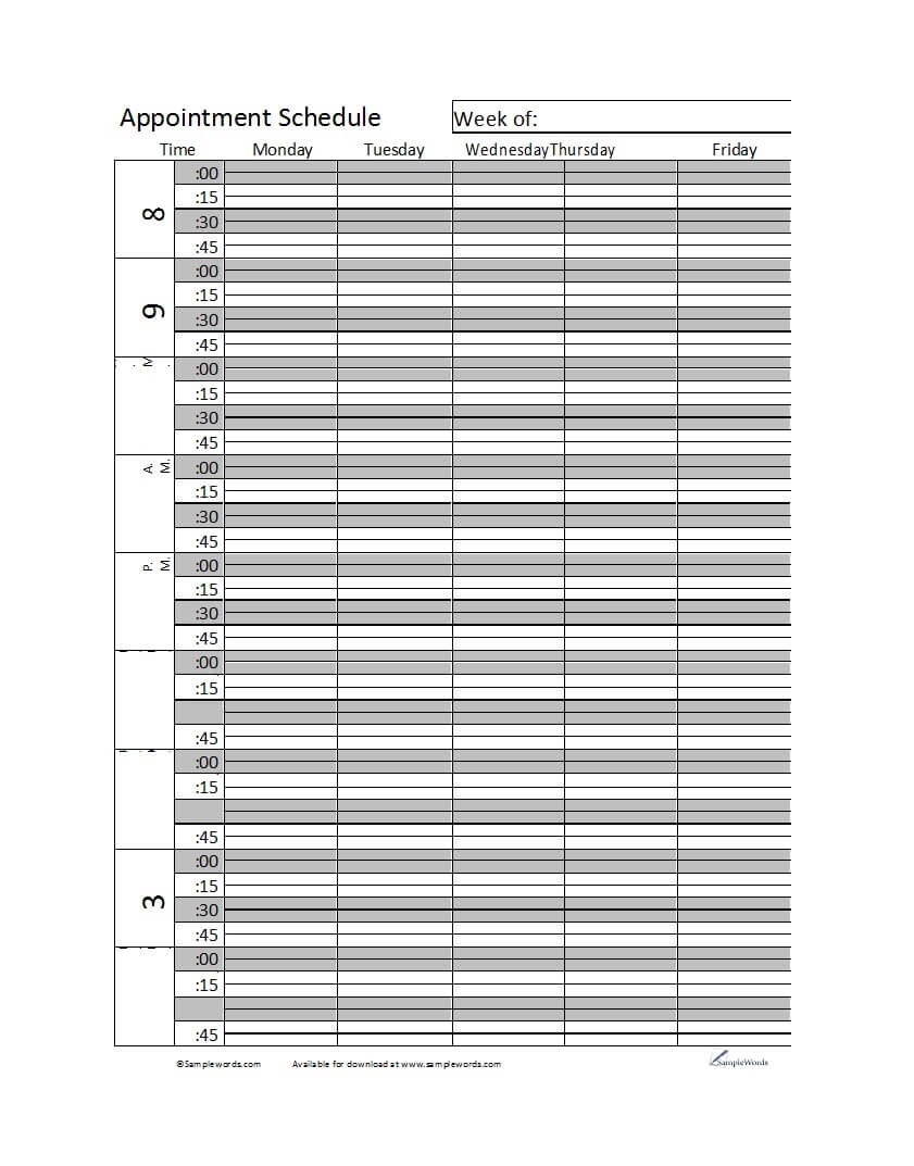 45 Printable Appointment Schedule Templates [& Appointment For Appointment Sheet Template Word