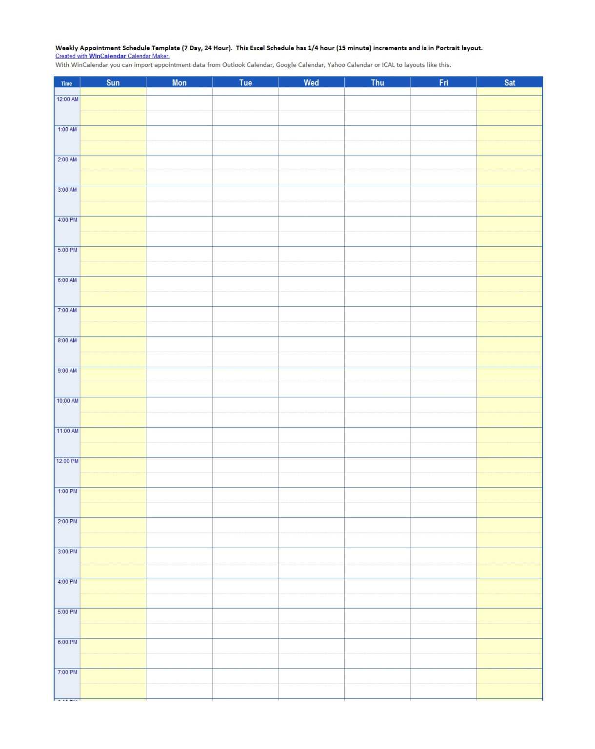 Appointment Schedule Printable