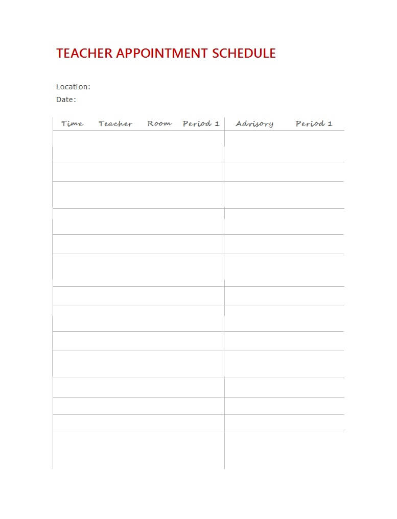 45 Printable Appointment Schedule Templates [& Appointment Pertaining To Appointment Sheet Template Word